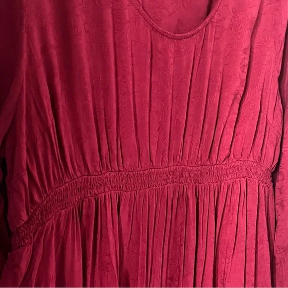 14.Ingrid & Isabel Maternity Long Sleeve Smocked Jacquard Ruby Red Holiday Dress - Picture 7 of 8